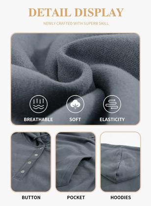 Imagem de Moletom feminino Eytino com capuz plus size com botões 5X cinza