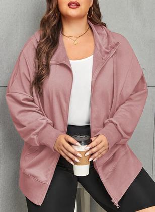 Imagem de Moletom feminino Eytino Plus Size com capuz com zíper 3X rosa