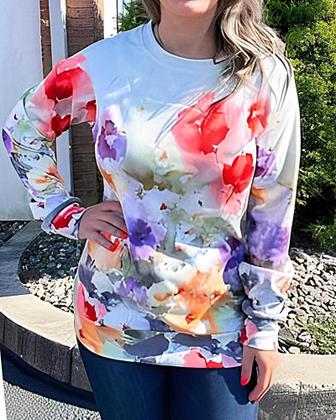 Imagem de Moletom feminino Fronage com estampa floral de paisagem marrom tamanho GG