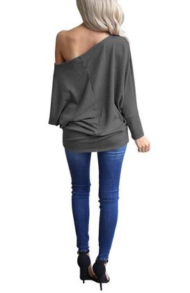 Imagem de Moletom feminino INFITTY, sem ombros, cinza escuro, tamanho L