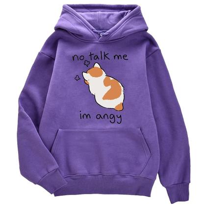 Imagem de Moletom Feminino Oversize Com Estampa De Gato Zangado, Estilo Hip Hop Casual, Pullover Macio