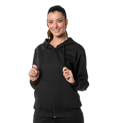 Imagem de Moletom Feminino Preto com Capuz e Zíper