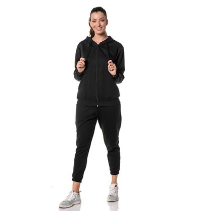 Imagem de Moletom Feminino Preto com Capuz e Zíper