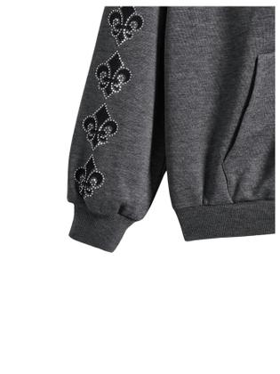 Imagem de Moletom feminino SOLY HUX com zíper Y2K e gola de pele sintética cinza