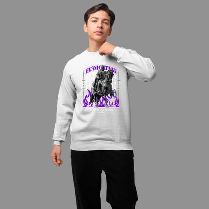 Imagem de Moletom Gola Careca Basico Masculino Moda De Rua Confortável Tecido Macio Rever