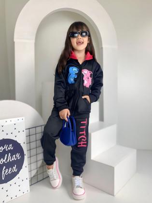 Imagem de Moletom Infantil Com Capuz Conjunto Menina Blogueirinha Lilo Stitch