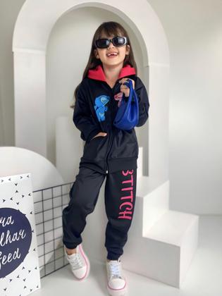 Imagem de Moletom Infantil Com Capuz Conjunto Menina Blogueirinha Lilo Stitch