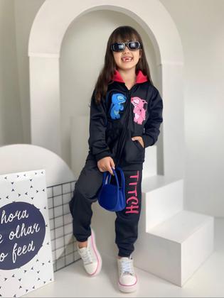 Imagem de Moletom Infantil Com Capuz Conjunto Menina Blogueirinha Lilo Stitch