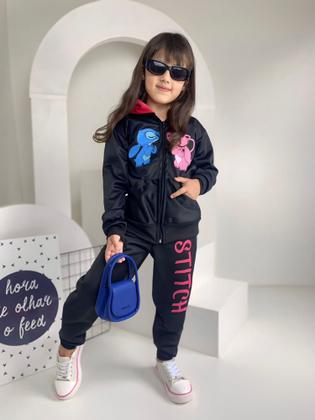 Imagem de Moletom Infantil Com Capuz Conjunto Menina Blogueirinha Lilo Stitch