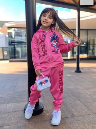 Imagem de Moletom Infantil Com Capuz Conjunto Menina Blogueirinha Lilo Stitch