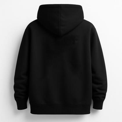 Imagem de Moletom Liso Preto Básico Blusa de Frio Com Bolso e Capuz Grossa Algodão