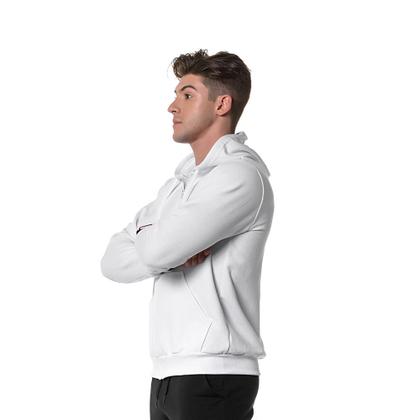 Imagem de Moletom Masculino Canguru Branco com Zíper e Capuz