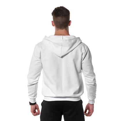 Imagem de Moletom Masculino Canguru Branco com Zíper e Capuz