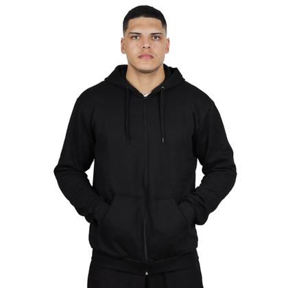 Imagem de Moletom Masculino  Canguru Com Zíper e Capuz Flanelado Liso Basico