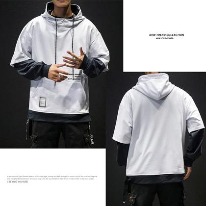 Imagem de Moletom masculino com capuz Moshtashio Colorblock, casual, 4GG, branco