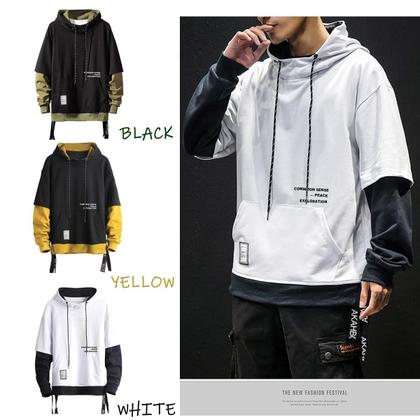 Imagem de Moletom masculino com capuz Moshtashio Colorblock, casual, 4GG, branco