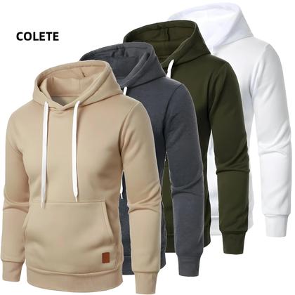 Imagem de Moletom Masculino Leve Com Capuz, Manga Longa, Casual, Para Uso Externo, Streetwear, Cor Sólida,