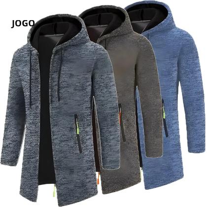Imagem de Moletom Masculino Oversize Com Capuz E Zíper, Jaqueta De Moletom Preta Para Esportes De Inverno