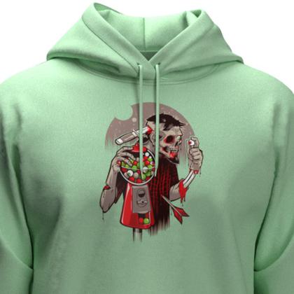 Imagem de Moletom Unissex Estampado Zumbi Blusa De Frio Com Capuz E Bolsos