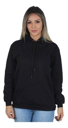 Imagem de Moleton Blusa de Frio Liso Unissex Com Capuz Canguru