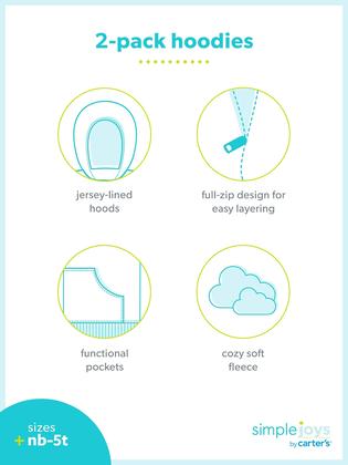 Imagem de Moletons com capuz Simple Joys da Carter's Baby Boys, pacote com 2 unidades de lã 4T