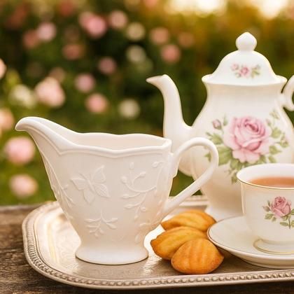 Imagem de Molheira Cremeira Leiteira Porcelana Butterfly Flower Lyor