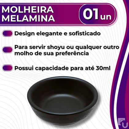Imagem de Molheira Redonda Kanpai Premium Preto Porta Shoyu Molhos Bestfer