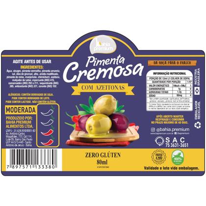 Imagem de Molho Pimenta Cremosa Com Azeitonas Ardência Moderada 80ml Bahia Premium Até 4 Sabores