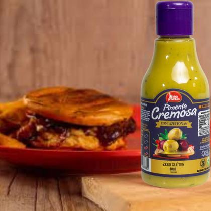 Imagem de Molho Pimenta Cremosa Com Azeitonas Ardência Moderada 80ml Bahia Premium Até 4 Sabores