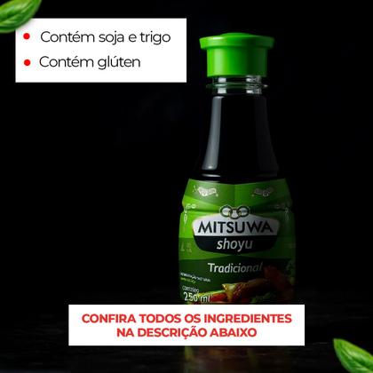 Imagem de Molho Shoyu Tradicional Mitsuwa em Frasco 250ml Tampa Verde Fermentação Natural