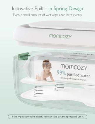 Imagem de Momcozy Aquecedor de Lenços Umedecidos para Bebês, Capacidade Grande com Controle de Temperatura e Luz Noturna