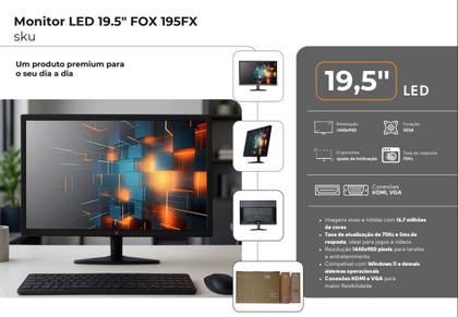 Imagem de MONITOR 19,5 Polegadas FOX Led WIDESCREEN HD HDMI VGA 75hz Gamer
