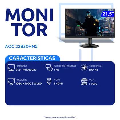 Imagem de Monitor 22B30HM2 LED 21,5 Polegadas Full HD HDMI VGA AOC