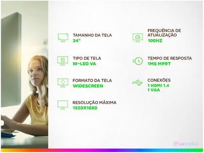 Imagem de Monitor 24" FHD 100Hz 1ms AOC Série B35 24B35HM2 Widescreen HDMI e VGA