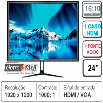 Monitor 24 Polegadas Tela Led Com Entrada Hdmi e Vga Bivolt - GRASEP ...