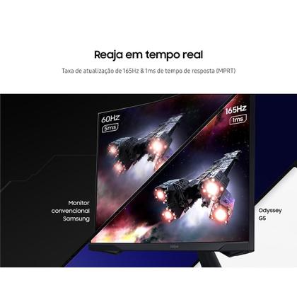 Imagem de Monitor 27" Gamer Samsung Odyssey G5, Tela curva VA, 165Hz, QHD (2.560 x 1.440), 1ms, HDR10, Freesync, LS27CG552ELMZD