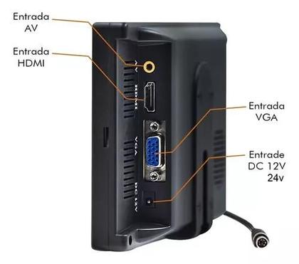 Imagem de Monitor 7 polegadas full hd com vga e hdmi para monitoramento cftv e automotivo