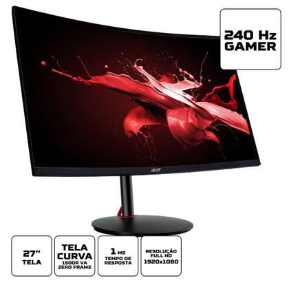 Monitor Acer Gamer XZ270 Tela curva 27' VA FHD 240Hz 1ms 2HDMI 1DP ...