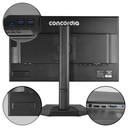 Imagem de Monitor Concórdia P2404 24'' IPS HDMI DP VGA e 4 USB 3.2 Com Ajuste de Altura e Rotação