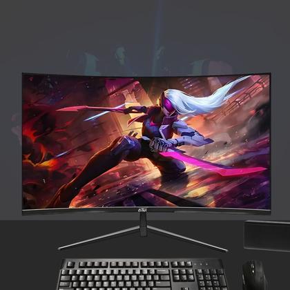 Imagem de Monitor Curvo Gamer LCD 27" 180Hz 1ms Full HD Conexão HDMI e DisplayPort Para Jogos e Filmes