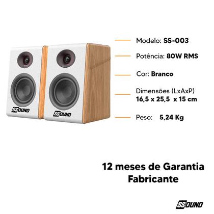 Imagem de Monitor de Áudio Ssound SS-003 80W RMS Bluetooth/Optical/USB/RCA-Branco