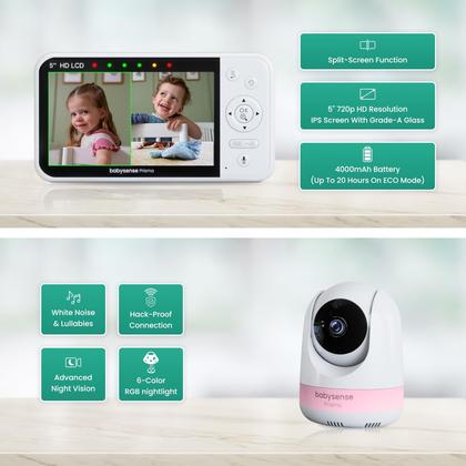 Imagem de Monitor de bebê Babysense Prisma com câmera e áudio de vídeo HD de 5"