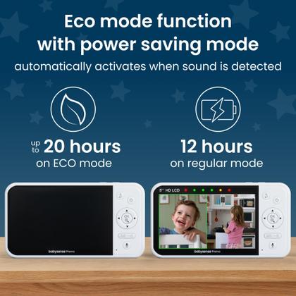 Imagem de Monitor de bebê Babysense Prisma com câmera e áudio de vídeo HD de 5"