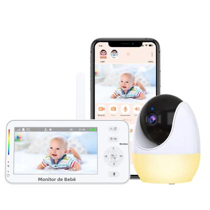 Imagem de Monitor De Bebê Mini PTZ De 4.3 Polegadas Com Luz Noturna Áudio Bidirecional Visualização Remota APP