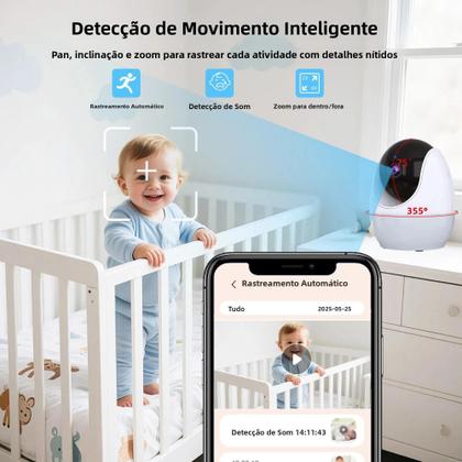 Imagem de Monitor De Bebê Mini PTZ De 4.3 Polegadas Com Luz Noturna Áudio Bidirecional Visualização Remota APP