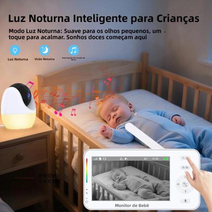 Imagem de Monitor De Bebê Mini PTZ De 4.3 Polegadas Com Luz Noturna Áudio Bidirecional Visualização Remota APP