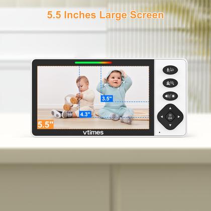 Imagem de Monitor de bebê VTimes com câmera e áudio 720P HD de 5,5 polegadas