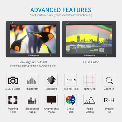 Imagem de Monitor de campo da câmera FEELWORLD T7 Full HD de 7 polegadas com bateria