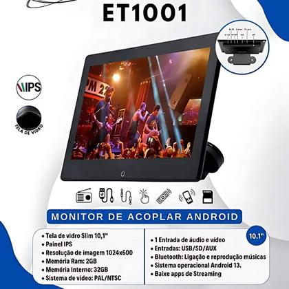 Imagem de Monitor Encosto Acoplar 10 Pol Et1001 Android 2 + 32gb