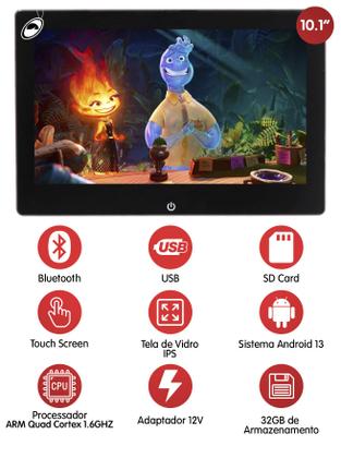 Imagem de Monitor Encosto de Acoplar 10" Polegadas Android Full Touch USB H-Tech